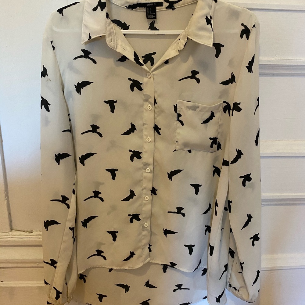 Forever 21 black and white bird print.